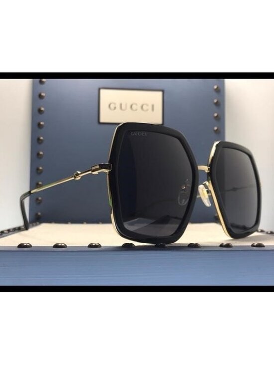New Authentic - Black Gold / Grey Gg0106s - 001 Square Sunglasses main image 7